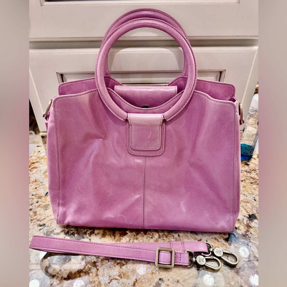 Heidi Hobo Satchel in Polished Leather Lilac Rose - Picture 7 of 8